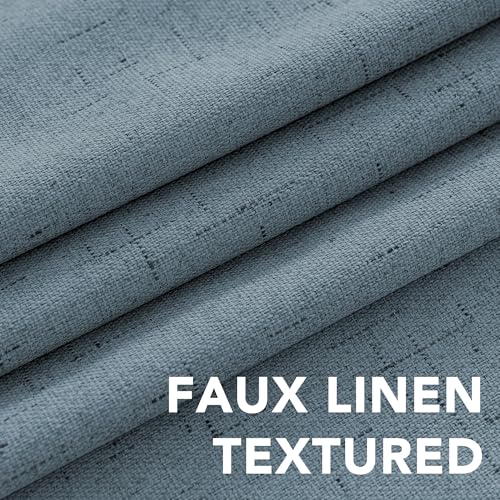 Linen Blackout Curtains 108 Inches Long 100% Blackout Thermal Insulated Textured Linen Look Curtain Draperies Anti (Stone Blue / 52"W x 108"L (Pack of 2))