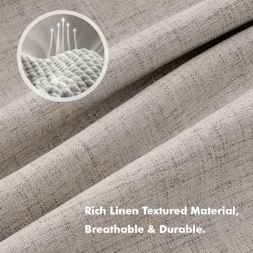 100% Blackout Linen Curtains 42 x 108 Inch Greige 2 Panels (Greige / 42"W x 108"L (Pack of 2))