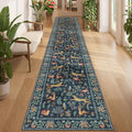 2x12 Washable Runner Rug (Navy Blue (Animal) / 2' x 12' (Rectangular))