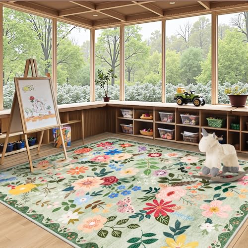 Area Rug Living Room (Green / 4' x 6' (Rectangular))