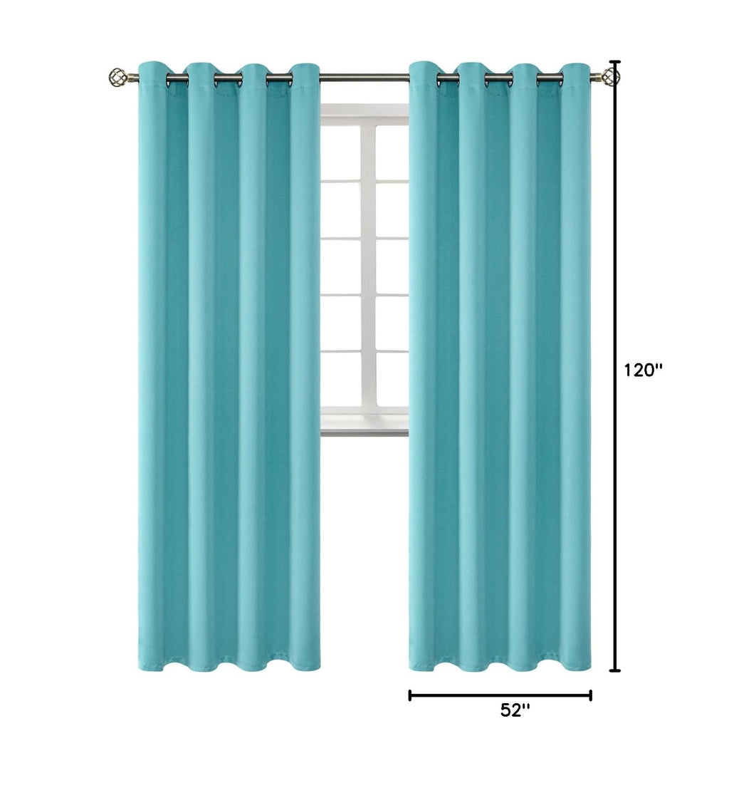 Aqua Blue Room Darkening Long Curtains for Living Room (Aqua / 52"W x 120"L (Pack of 2))