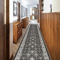 Hallway Washable Runner Rug (2'6" x 12' (Rectangular) / Black/Navy)