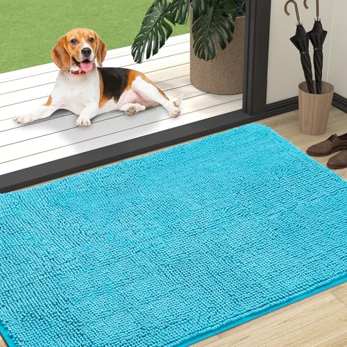 Dog Door Mat for Muddy Paws 47x32 (Aqua Blue / 47" X 32")
