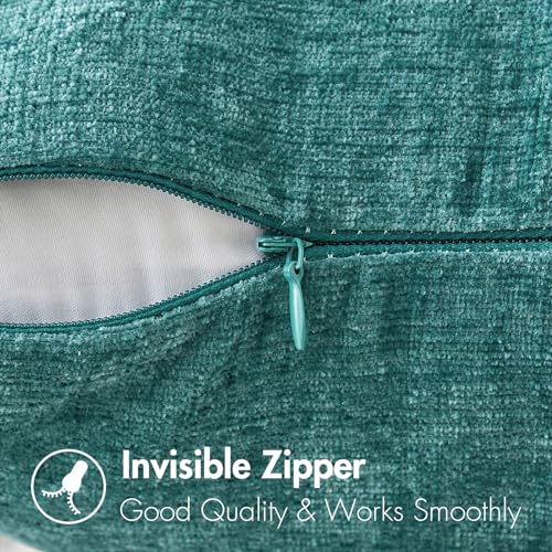Soft Chenille Euro Throw Pillow Covers Teal 26x26 Pack of 2 (26" x 26" (Pack of 2) / Teal)