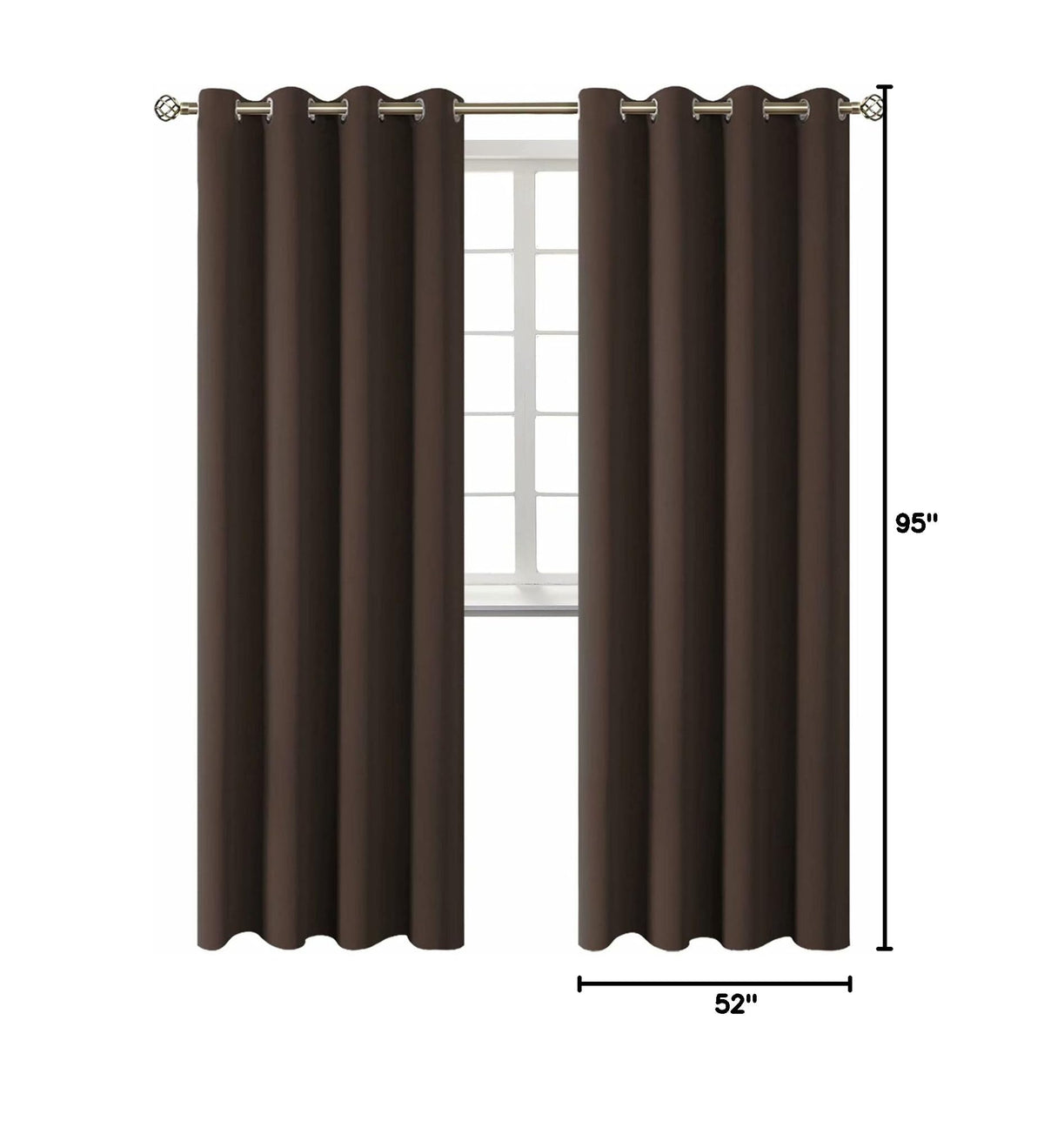Brown Blackout Curtains for Living Room 95 Inch Long (Brown / 52"W x 95"L (Pack of 2))