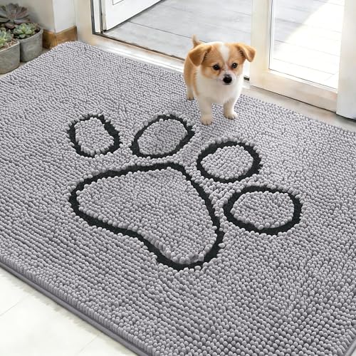 Dog Door Mat for Muddy Paws 48x30 (Light Grey / 48" X 30")