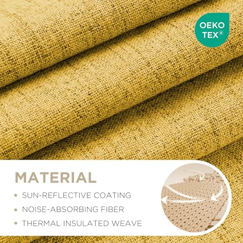 Linen Blackout Curtains for Bedroom (Yellow / 70"W x 108"L (Pack of 1))
