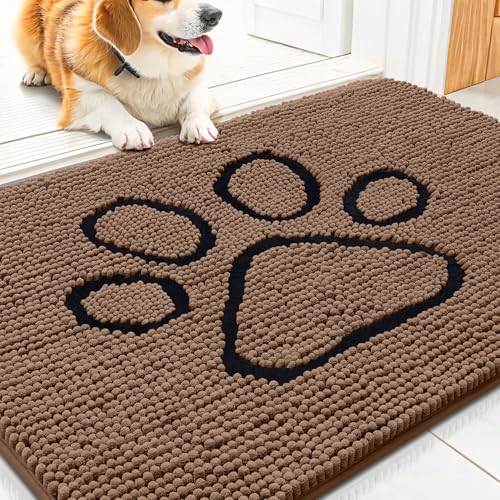 Dog Door Mat for Muddy Paws (30"X20" / Coffee and Black)