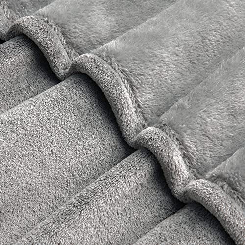 Fleece Blanket Soft Plush Oversized Bed Blanket Grey 120"x120" (Grey / Oversized King(120"x120"))