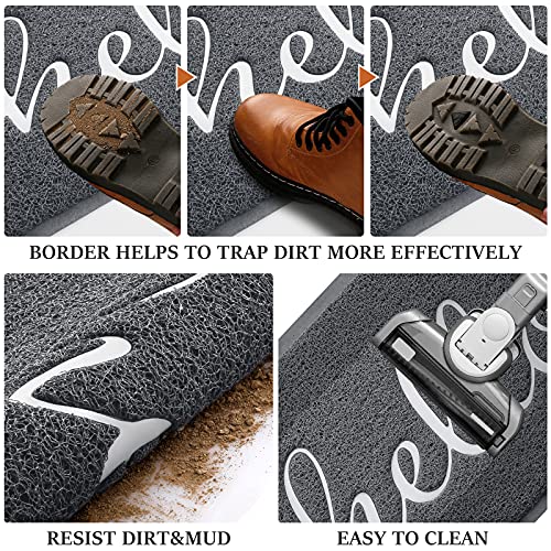 Door Mat Welcome Mat Floor Mat for Entryway (Grey-welcome / 2'0" x 3'0" (Rectangular))