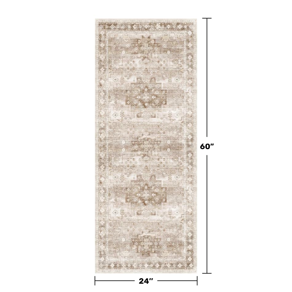 Boho Bathroom Rug 2x5 Runner (2' x 5' (Runner) / Latte / Beige)