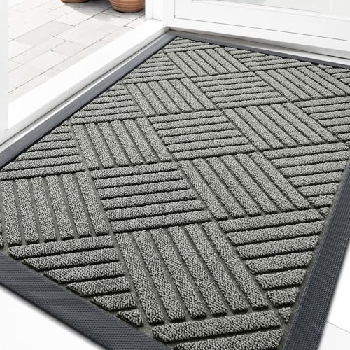 Front Door Mat Outside Entrance (29.5" X 17" / Modern Gray Diamond)