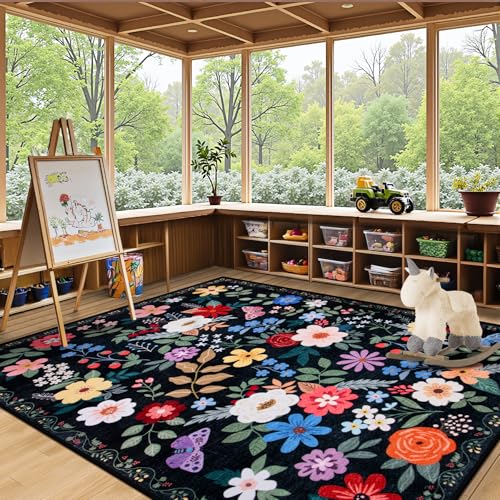 6x9 Area Rug Living Room (Black / 6' x 9' (Rectangular))