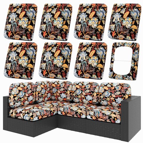 8Pcs Patio Cushion Covers (Floral / 8PCS)