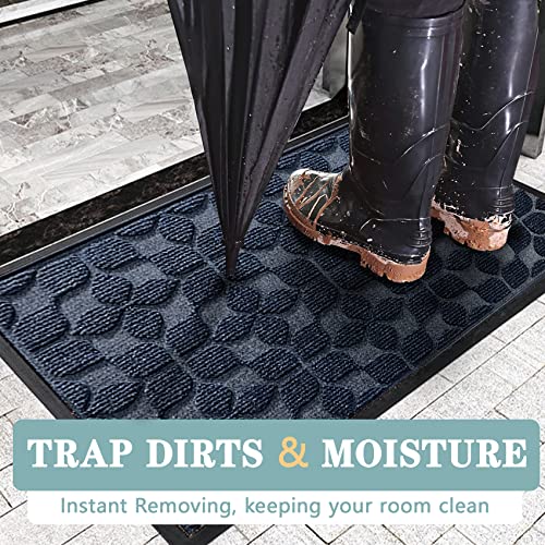 Sturdy Front Entrance Doormats (1'5" x 2'6" (Rectangular) / Geometric Blue)