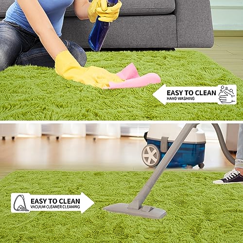 5x8 Fluffy Grass Green Rugs for Living Room Bedroom (Grass Green / 5' X 8' (Rectangular))