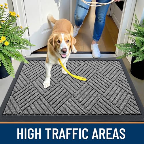Front Door Mat Outside Entrance 59x23 (59" X 23" / Grey Diamond)