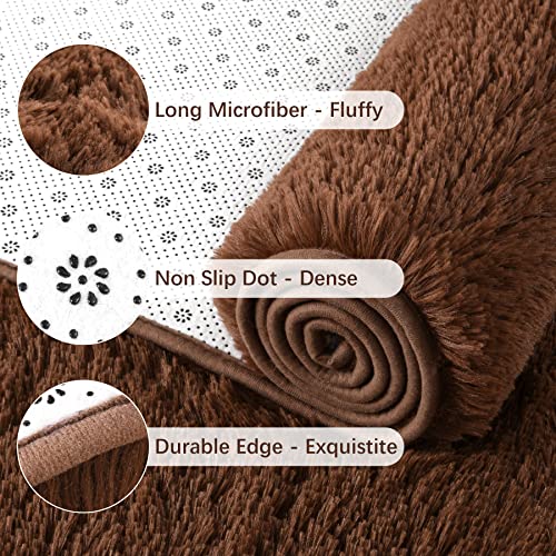 Soft Runner Rug for Bedroom Living Room Plush Fluffy Rug 2x6 (Coffee / 2' x 6' (Rectangular))