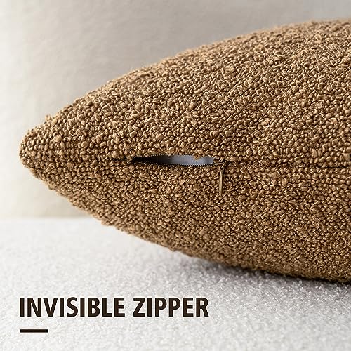 Decorative Textured Boucle Throw Pillow Cover 16x16 Rust Tobacco (16" x 16" (Pack of 2) / Tobacco)