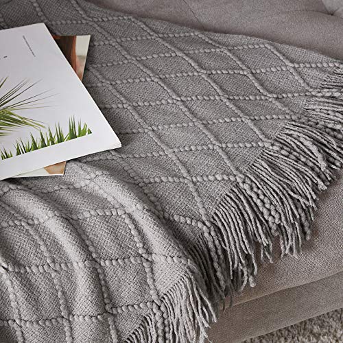 Light Grey Throw Blanket 50x60 Inch Knitted Soft Throw Sofa Blanket (Light Grey / 50"x60")
