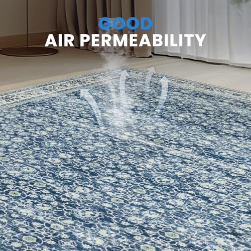 8x10 Boho Washable Area Rugs for Living Room (8' x 10' (Rectangular) / White-blue-yellow-green)