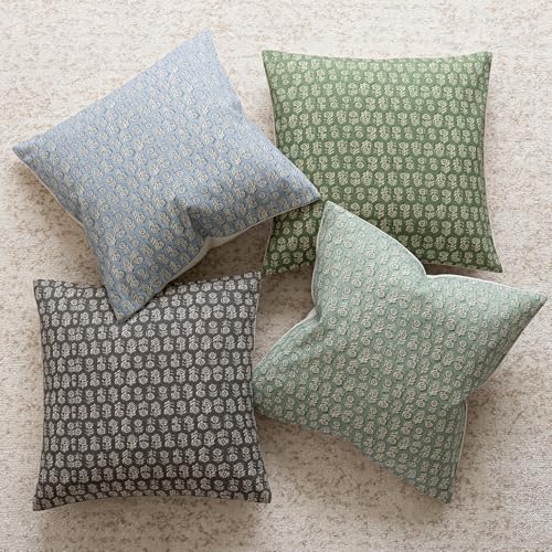 Decorative Floral Print Throw Pillow Covers 20×20 Forest Green (20" x 20" (Pack of 2) / Forest Green)