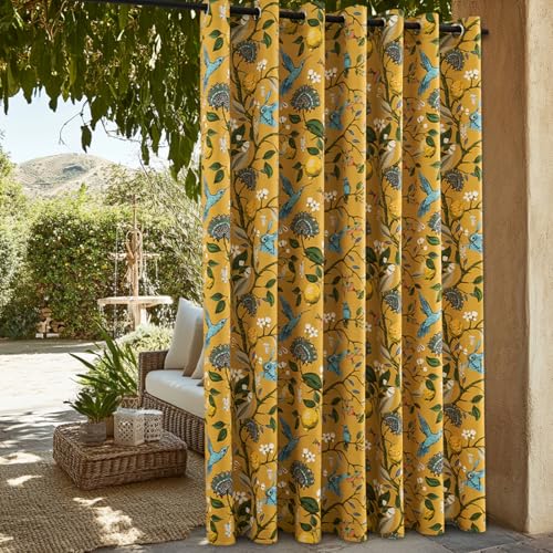Sliding Door Patio Floral Curtains & Drapes (Mustard Yellow / 100"W x 84"L (Pack of 1))