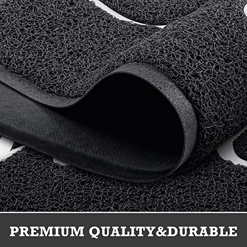 Black Door Mat Welcome Mats Outdoor Indoor Doormat for Entryway Floor Mat (Black Welcome / 2' x 3' (Rectangular))