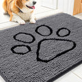 Dog Door Mat for Muddy Paws (30"X20" / Dark Grey and Black)