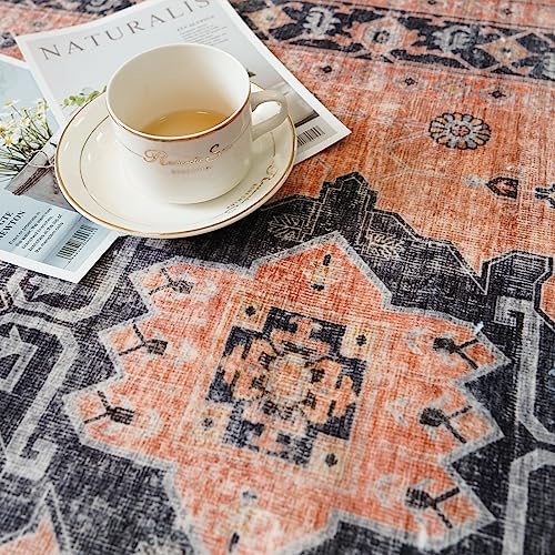 Hallway Washable Runner Rug (2'6" x 14' (Rectangular) / Orange)