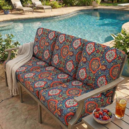 Printed Couch Cushion Covers (Red & Black / Seat Cover Medium)