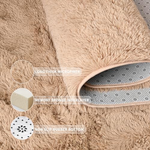 Soft Fluffy Rugs for Living Room (Beige / 6' X 9' (Rectangular))