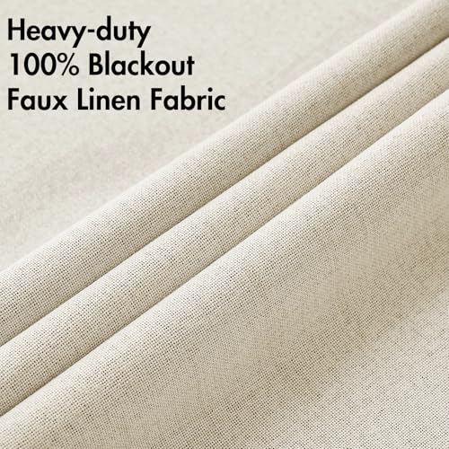 100% Blackout Linen Curtains for Bedroom 52x54 Inches Cream (Cream / 52"W x 54"L (Pack of 2))