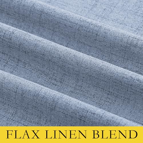 Stone Blue Vintage Linen 100% Blackout Curtains for Dining Room (42"W x 45"L (Pack of 2) / Stone Blue)