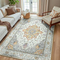 Washable Area Rug (Beige/Carbon Grey/Orange / 5' x 8' (Rectangular))