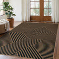 Geometric Easy Jute Outdoor Rug 5x7 (5' x 7' (Rectangular) / Black/Nature Geometric-2)