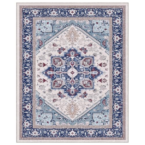 Soft Area Rugs 8x10 (8' x 10' (Rectangular) / Blue & Red)