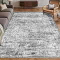Washable Area Rug 3' x 5 ' Vintage Traditional Persian Mat (Graphite and Mist / 3' x 5' (Rectangular))