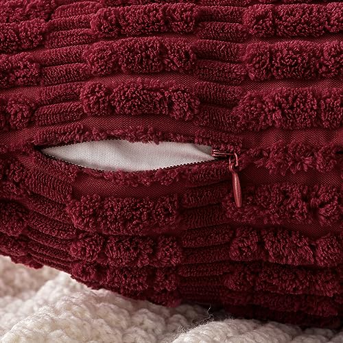 Christmas Corduroy Decorative Throw Pillow Covers 18x18 Burgundy (Burgundy / 18" x 18" (Pack of 2))