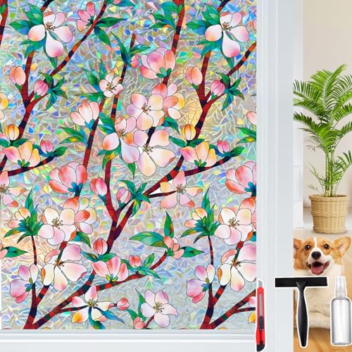 Rainbow Window Privacy Film Decorative Window Sticker (Pink / 47.2 Inch * 157.4 Inch)