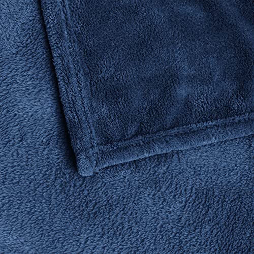Fleece Blanket Soft Plush Twin Size Blanket Navy 60"x80" (Navy / Twin(60"x80"))