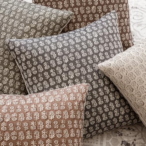 Long Floral Print Lumbar Throw Pillow Covers 14×36 Rustic Gray (36" x 14" (Pack of 2) / Stone Gray)