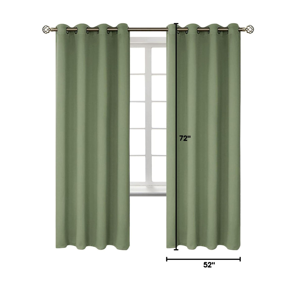 Grass Green Blackout Curtains for Bedroom 72 Inch Long (Grass Green / 52"W x 72"L (Pack of 2))