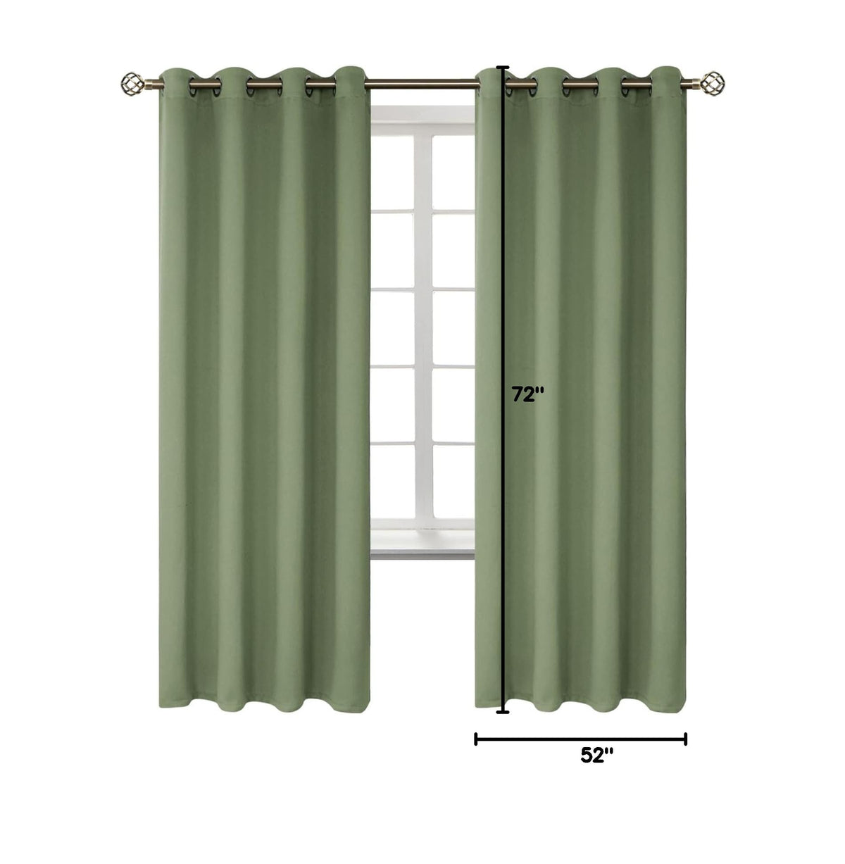 Grass Green Blackout Curtains for Bedroom 72 Inch Long (Grass Green / 52"W x 72"L (Pack of 2))