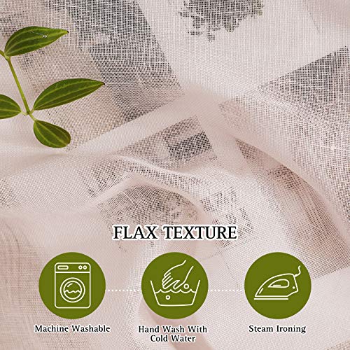 Linen Textured Semi Sheer Bedroom Curtains (36"W x 84"L (Pack of 2) / Dusty Blush)