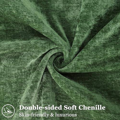 Chenille Moss Green Velvet Throw Pillow Covers 24x24 Set of 2 (Moss Green / 24" x 24" (Pack of 2))