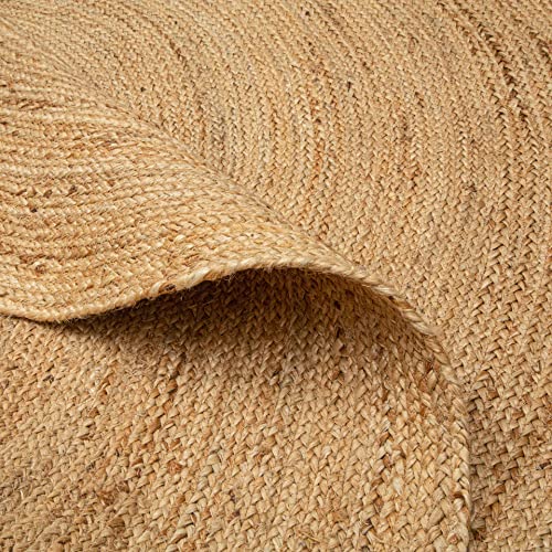 Jute Braided Woven Area Rug 5 Feet Round (5' (Round) / Natural)