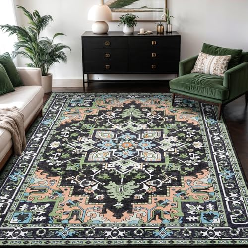 5x7 Area Rug for Living Room and Bedroom (Dark Green / 5' x 7' (Rectangular))
