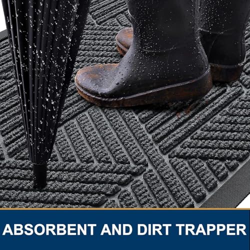 Front Door Mat Outside Entrance (Grey / 47" X 17")