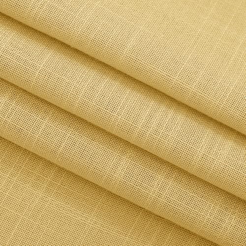 Gold Curtains for Living Room Back Tab Modern Farmhouse Semi Sheer Curtains 96 inches Long 2 Panels Set Muted Neutral Window Curtain for Dining Room Bedroom 52x96 (Rich Gold / 52"W x 96"L (Pack of 2))